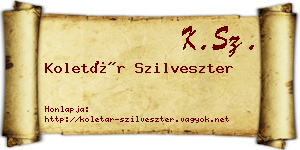 Koletár Szilveszter névjegykártya