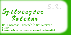 szilveszter koletar business card